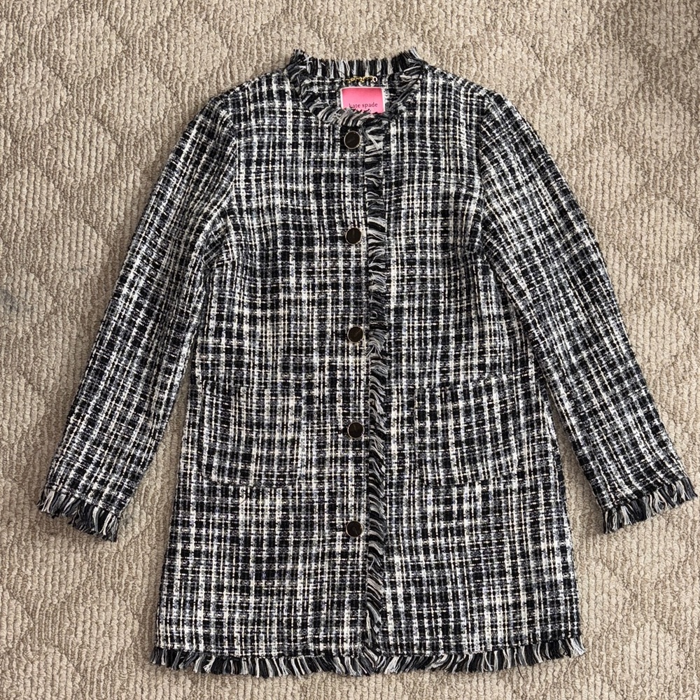 Kate Spade Black and White Tweed pea coat
